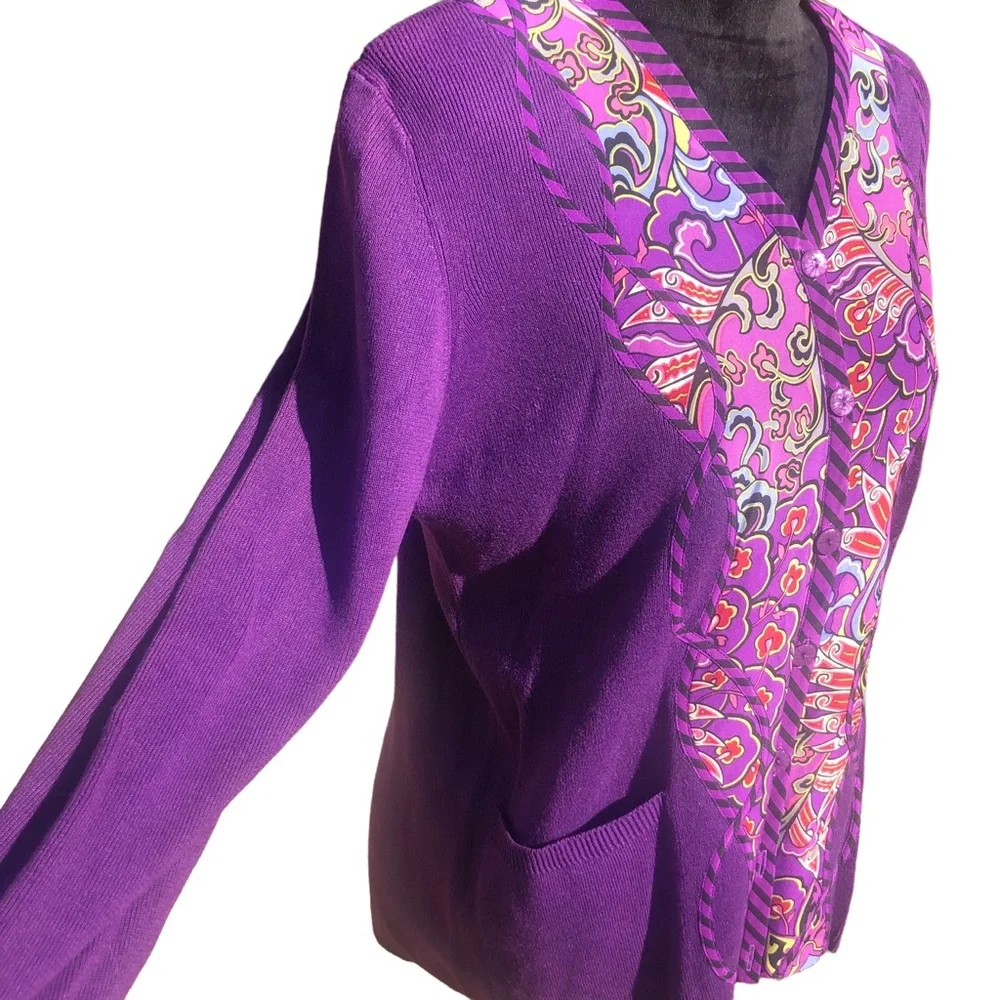 Koos of Course Purple Printed Cardigan Small - Picture 6 of 13
